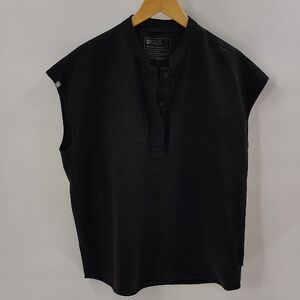 FIGS Technical Collection Size Large Black Button Closure Scrub Top